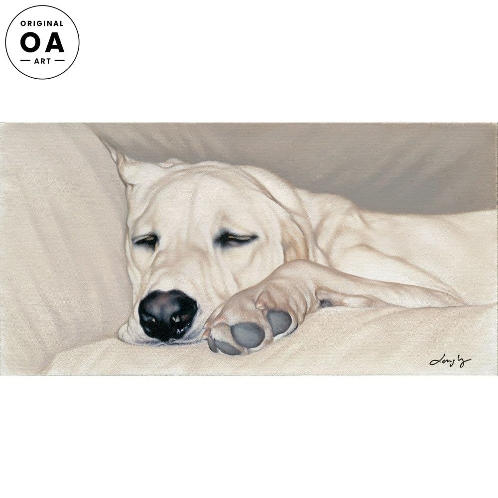 Yellow Lab on Couch Original Oil Painting - Wild Wings
