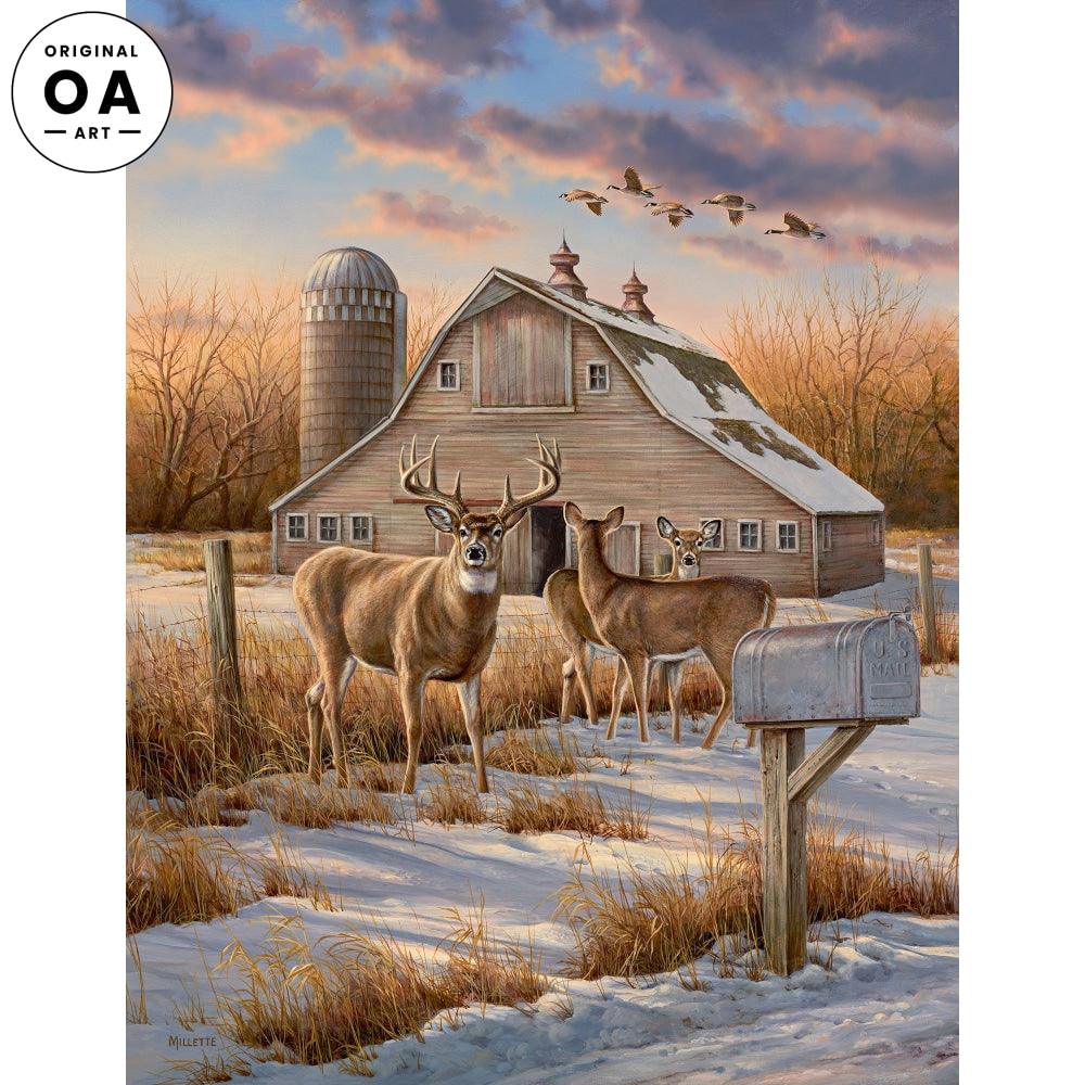 Rural Route—Whitetail Deer Original Acrylic Painting - Wild Wings