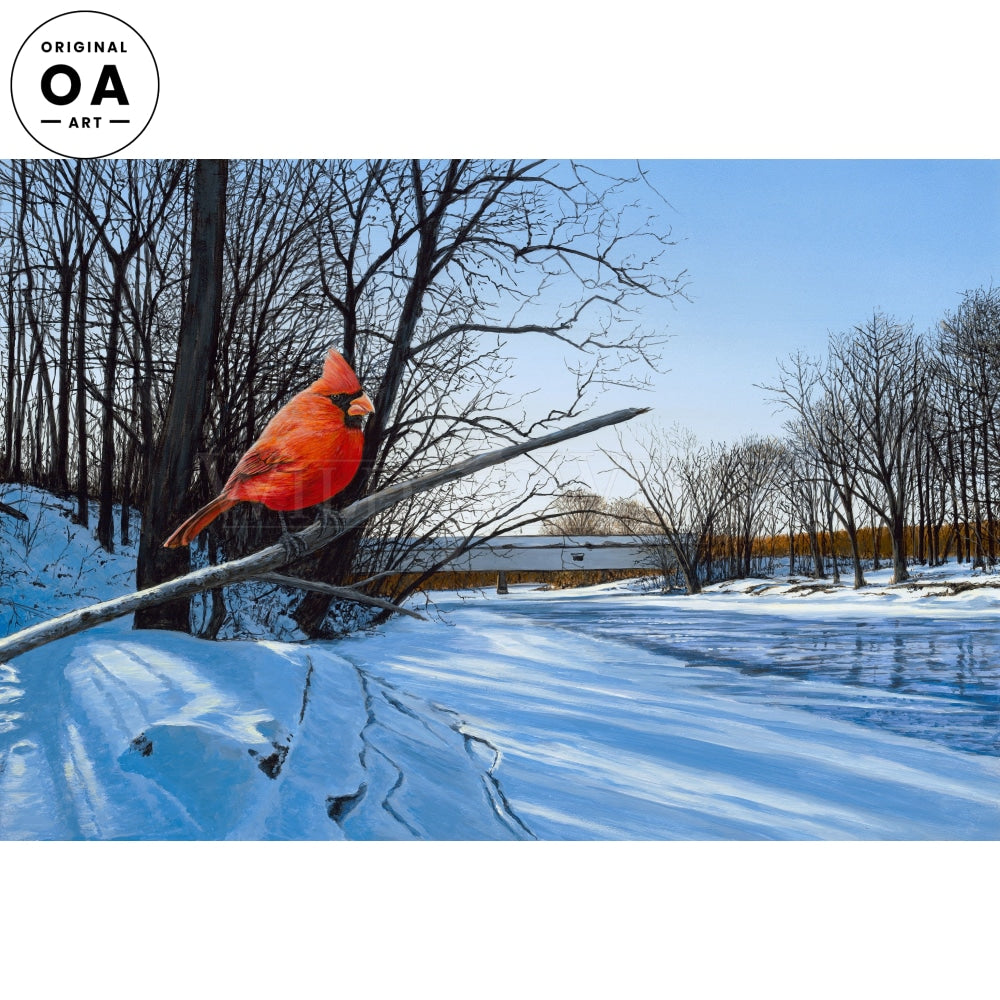 Creekside Perch—Cardinal Original Acrylic Painting - Wild Wings