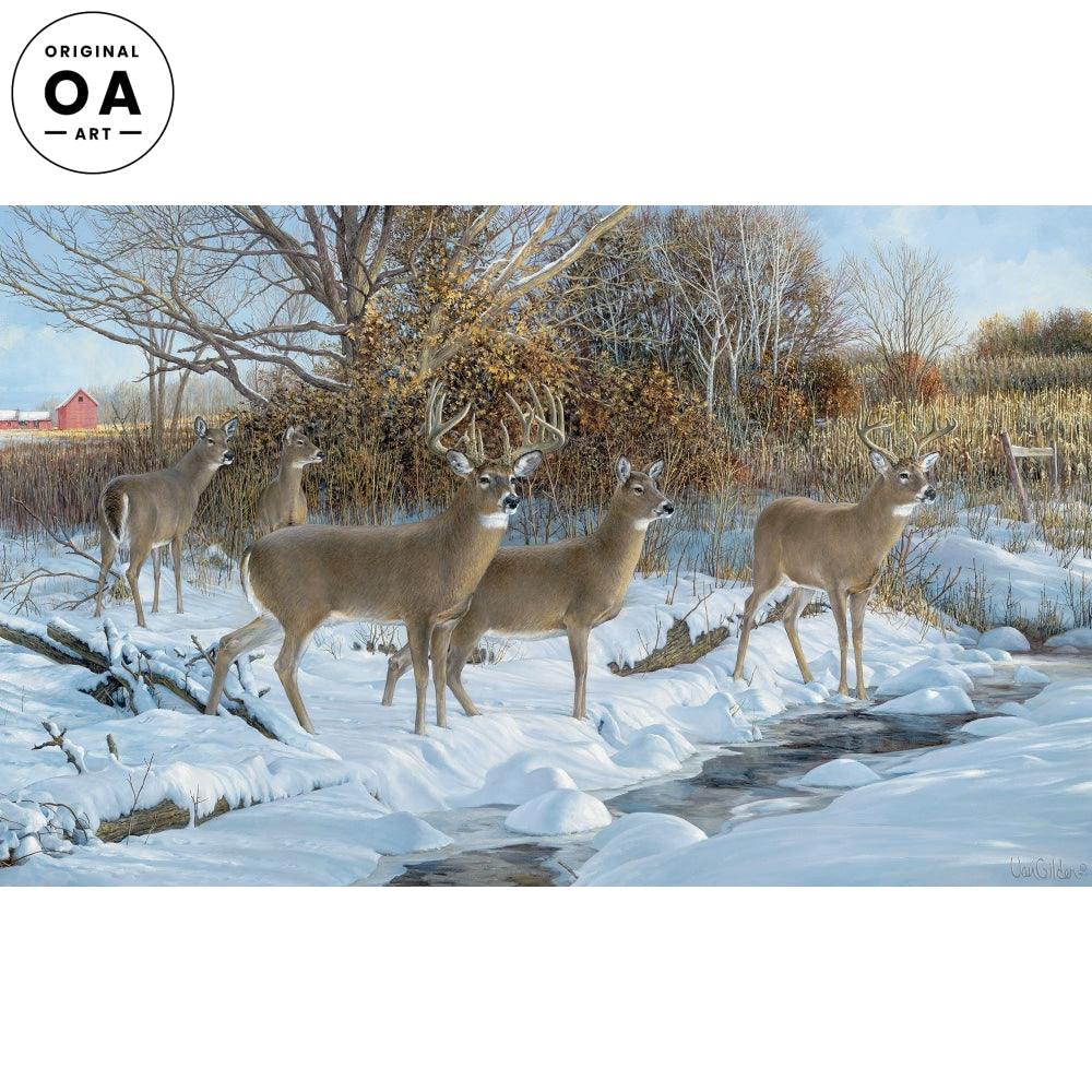 Early Snow—Deer Original Oil Painting - Wild Wings