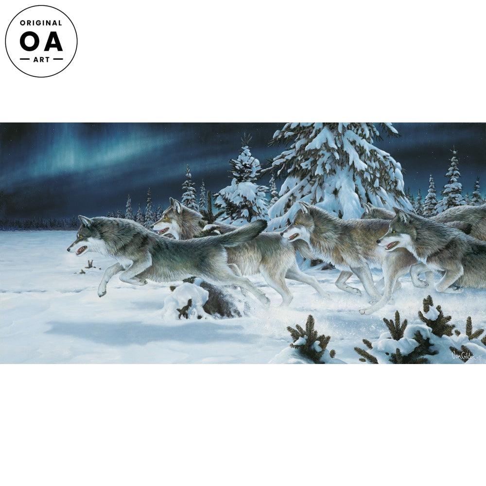 Midnight Run—Wolves Original Oil Painting - Wild Wings