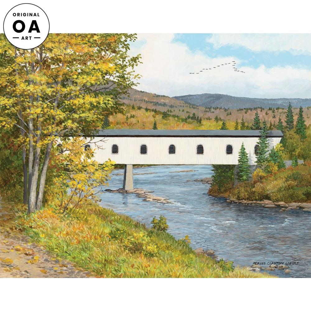 Autumn Journey—Covered Bridge Original Acrylic Painting - Wild Wings