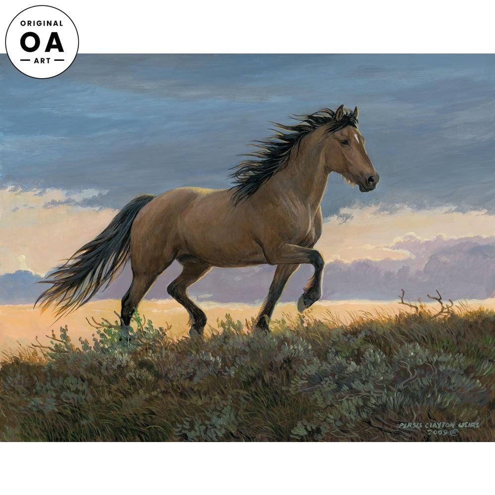 Buckskin Stallion Original Acrylic Painting - Wild Wings