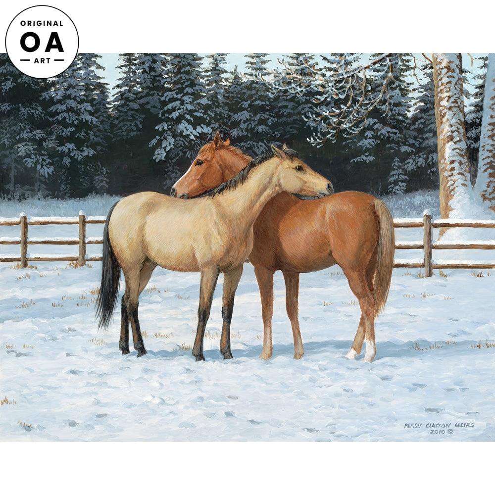 Cold Comforts—Horses Original Acrylic Painting - Wild Wings