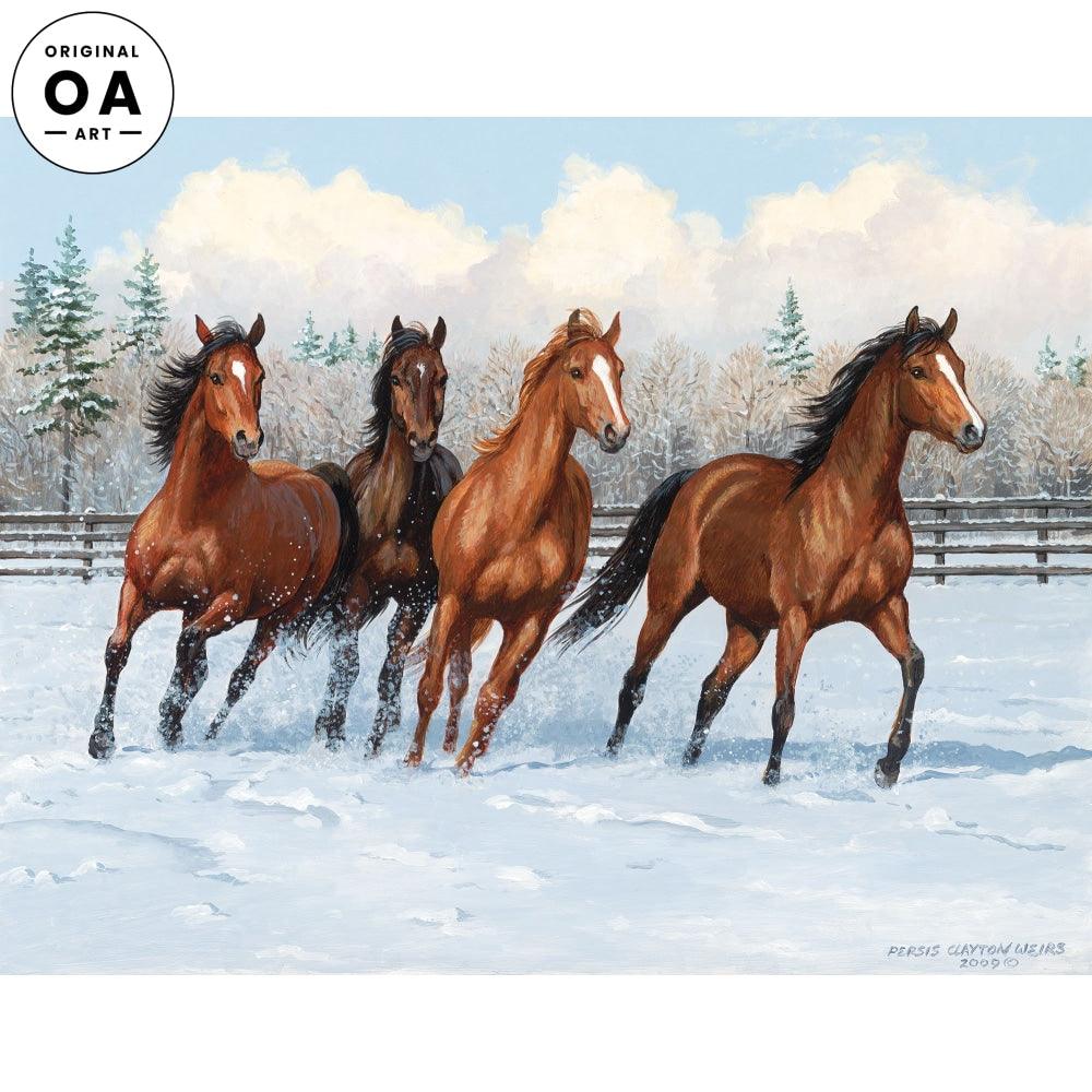 Frisky Four—Horses Original Acrylic Painting - Wild Wings