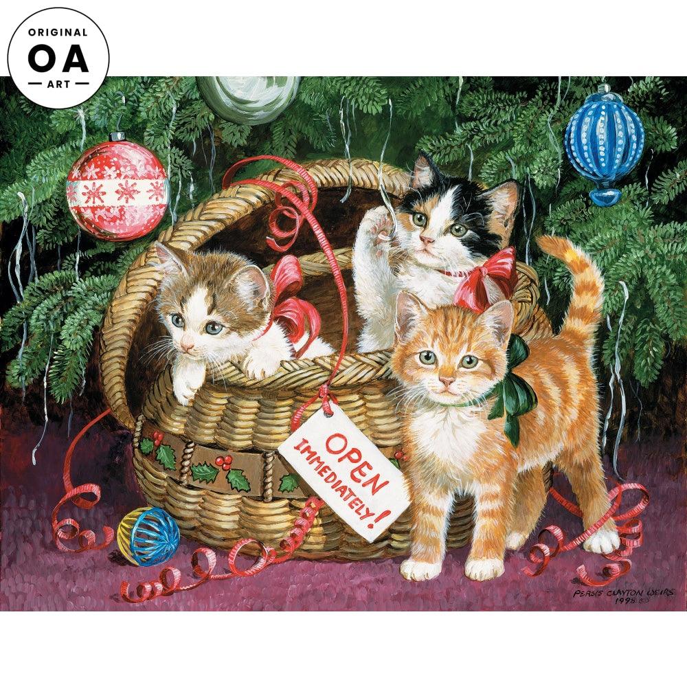 Holiday Basket—Kittens Original Acrylic Painting - Wild Wings