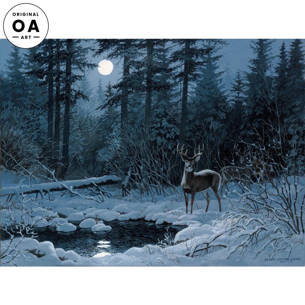 Moonlight Trio—Deer Original Acrylic Painting - Wild Wings