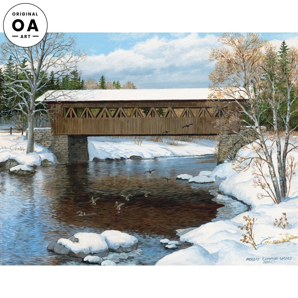 Open Water—Covered Bridge Original Acrylic Painting - Wild Wings