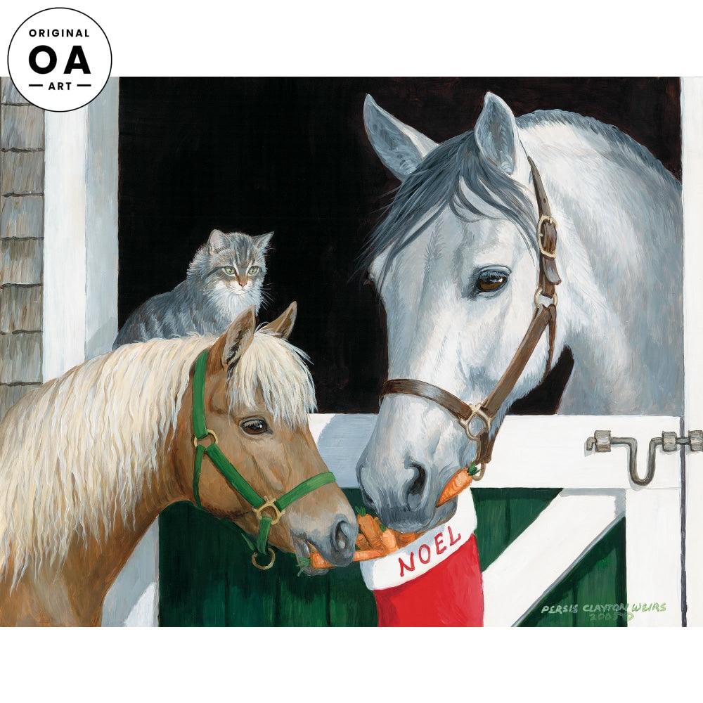 Share with Friends—Horses & Cat Original Acrylic Painting - Wild Wings