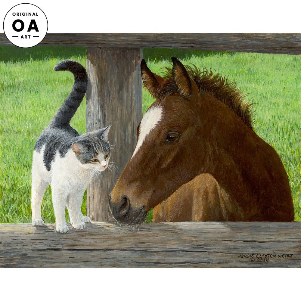 Whiskery Hello—Colt and Cat Original Acrylic Painting - Wild Wings