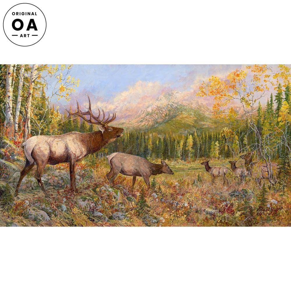 Mule Shoe Meadow— Elk Original Acrylic Painting - Wild Wings