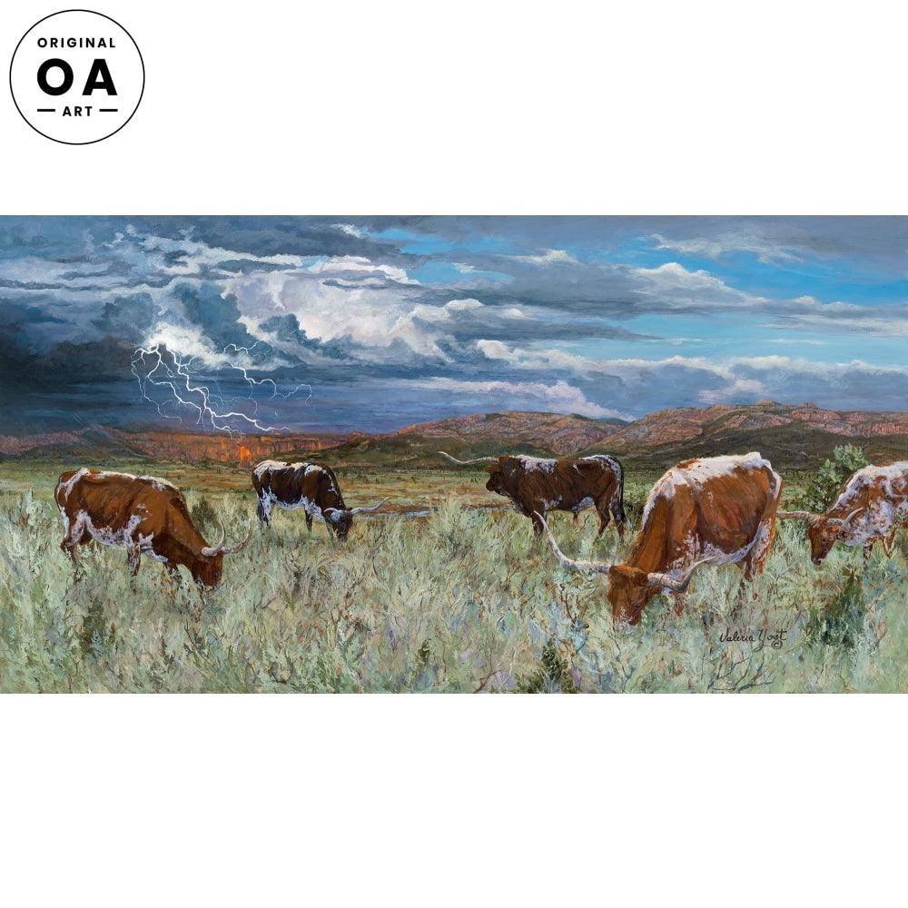 Rolling Thunder—Longhorns Original Acrylic Painting - Wild Wings