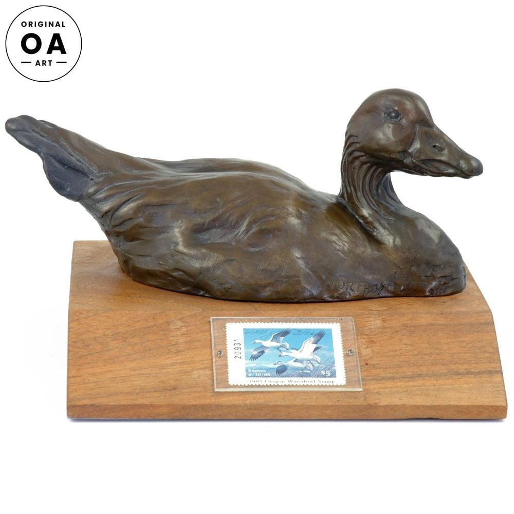 1985 Oregon Snow Goose Original Bronze Sculpture - Wild Wings