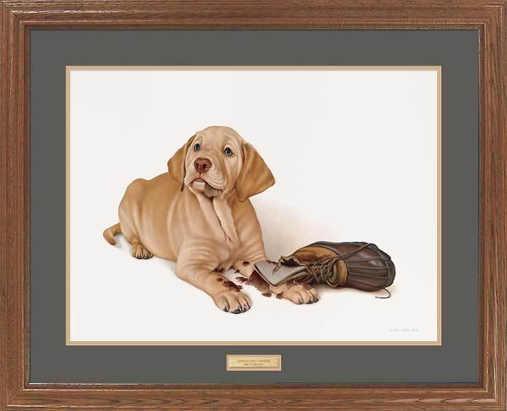 The Little Chewer—Yellow Lab GNA Premium Framed Print - Wild Wings
