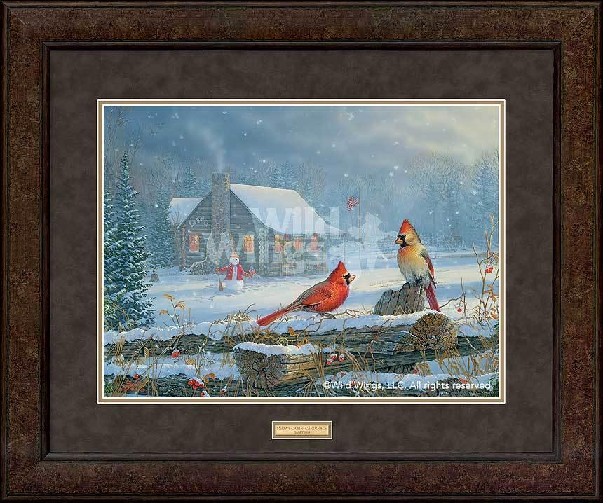 Snowy Cabin— Cardinals Art Collection - Wild Wings