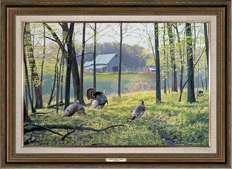 Homesteaders—Turkeys Framed Gallery Canvas - Wild Wings