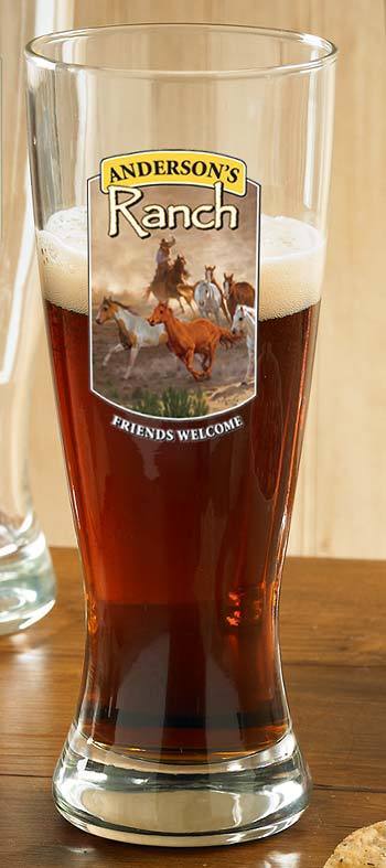 Horse & Cowboy Ranch Personalized Pilsner Glasses - Wild Wings