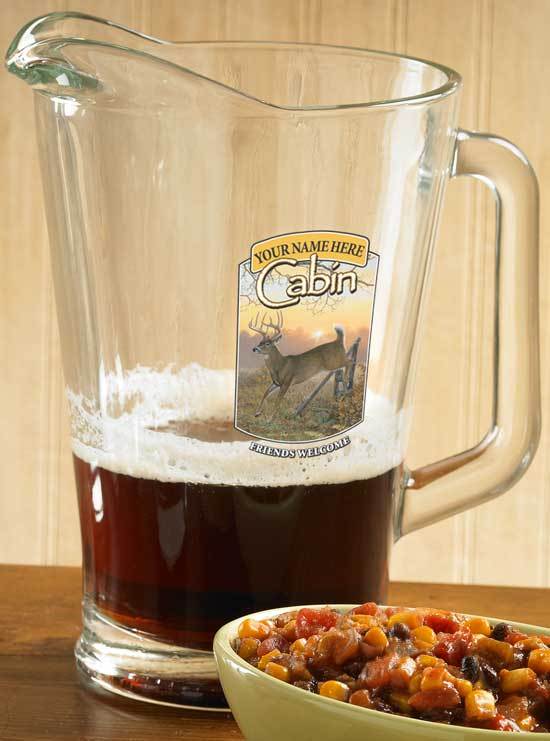 Whitetail Deer Cabin Personalized Pitcher - Wild Wings