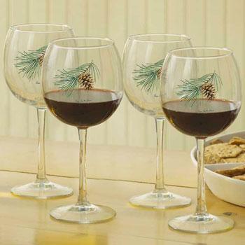 Pinecone Red Wine Glasses - Wild Wings