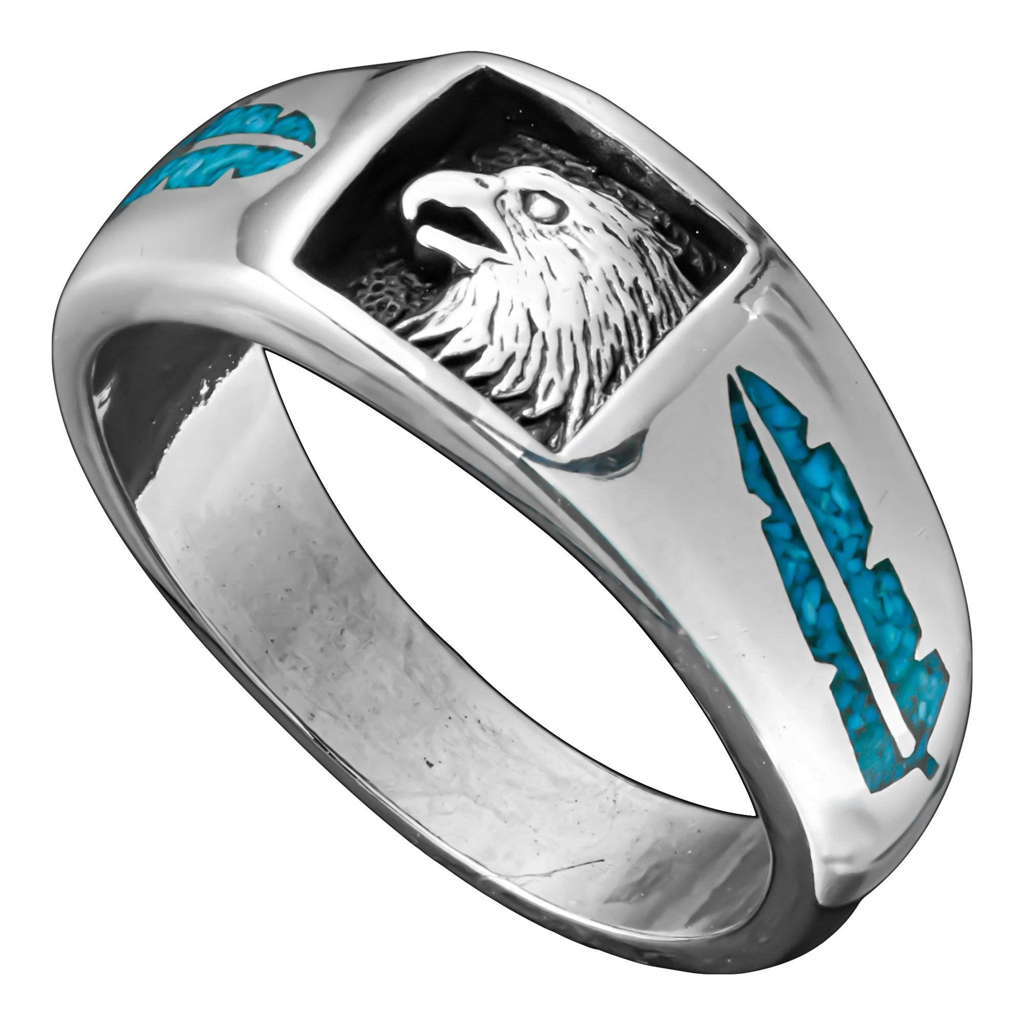 Silver & Turquoise Eagle Ring - Wild Wings