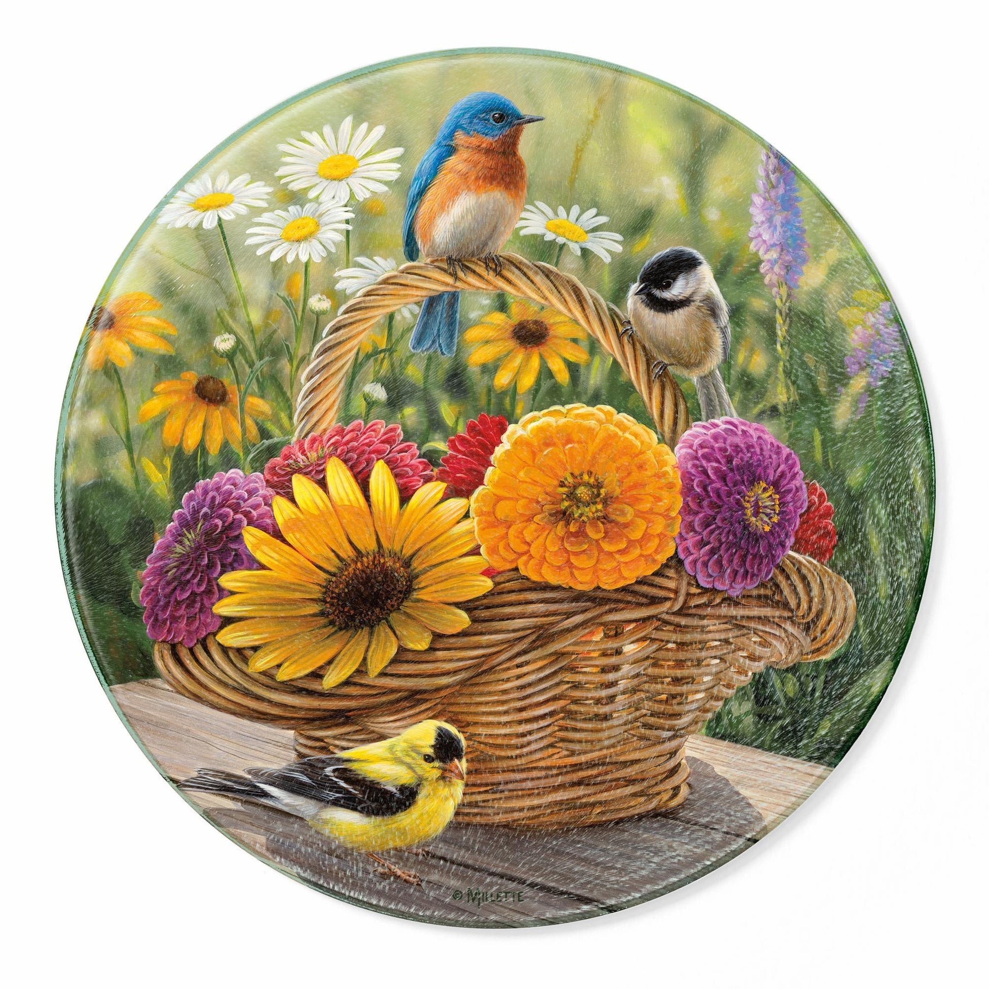 A Summer Bouquet - Songbirds Round Cutting Board - Wild Wings