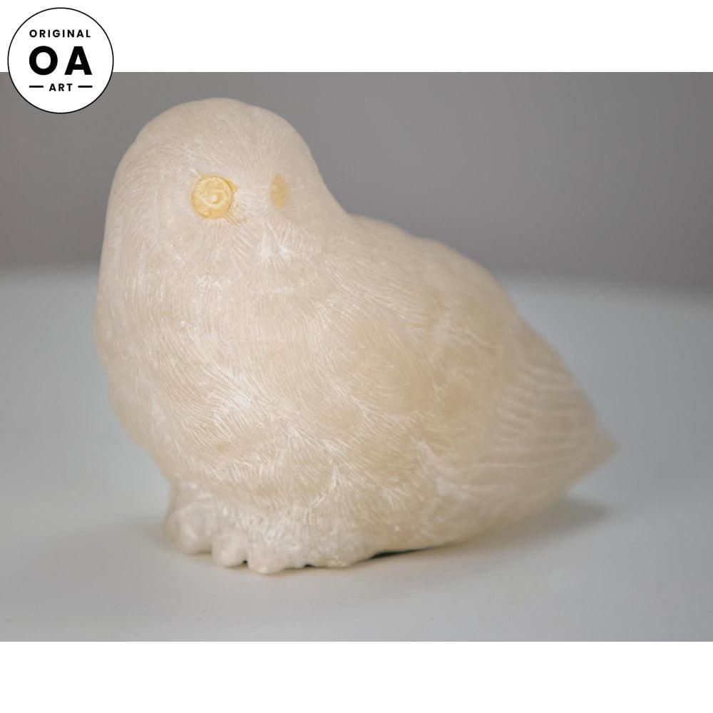 Alabaster—Snowy Owl Mixed Media Original Sculpture - Wild Wings