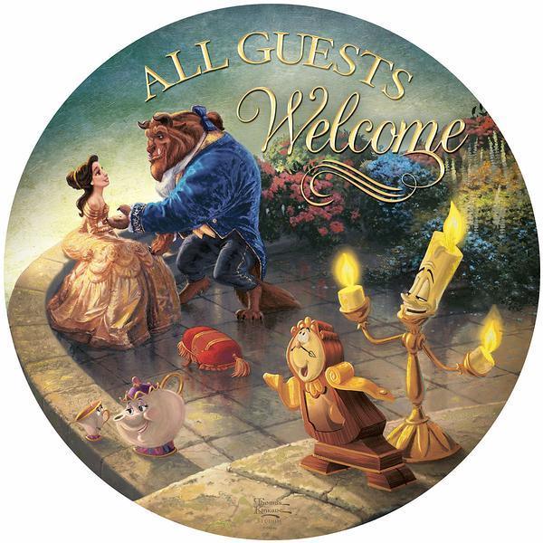All Guest Welcome 21" Round Wood Sign - Wild Wings