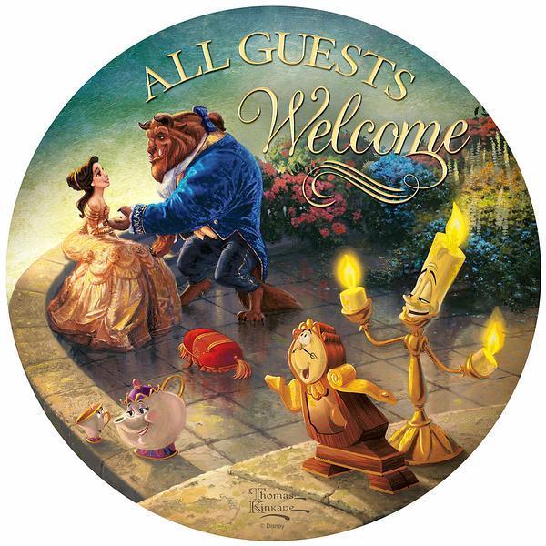 All Guest Welcome 12" Round Wood Sign - Wild Wings
