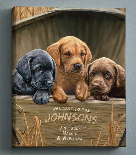 All Hands on Deck—Lab Puppies Personalized Wrapped Canvas - Wild Wings