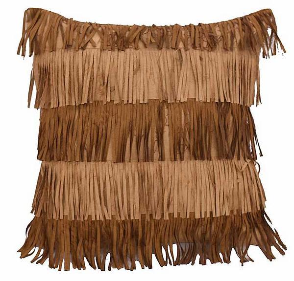 Faux Leather Fringe Accent Pillow - Wild Wings