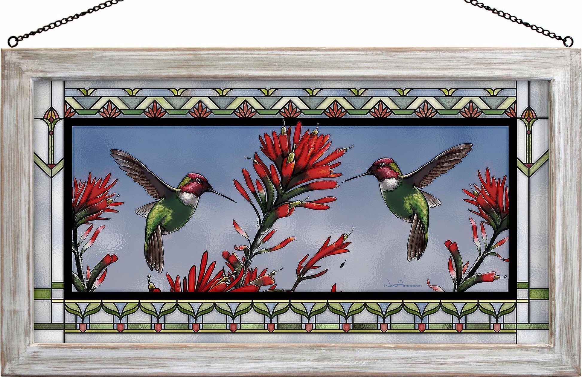 Anna's Hummingbird Stained Glass Art - Wild Wings