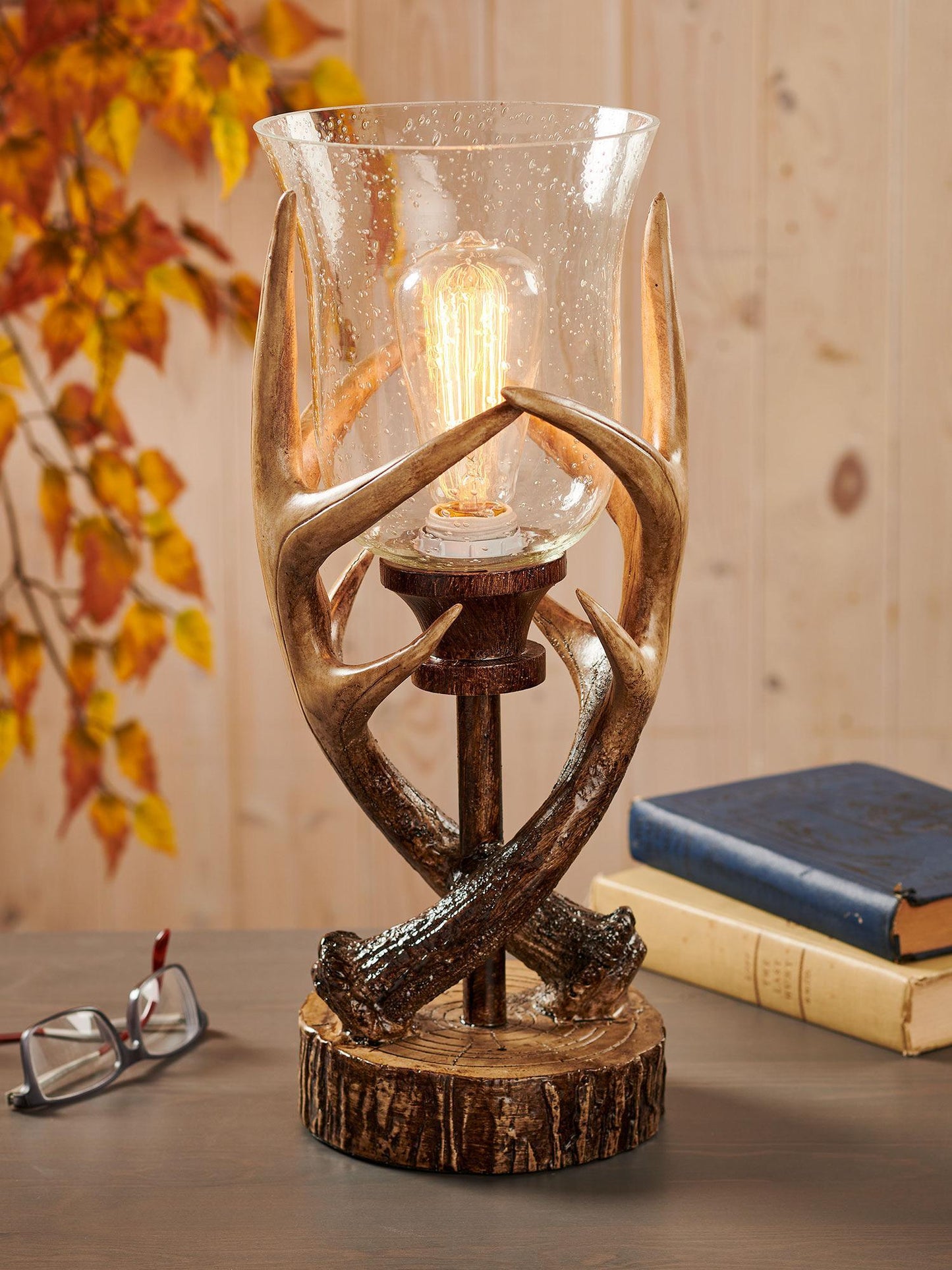 Antler Glass Globe Light Table Lamp - Wild Wings