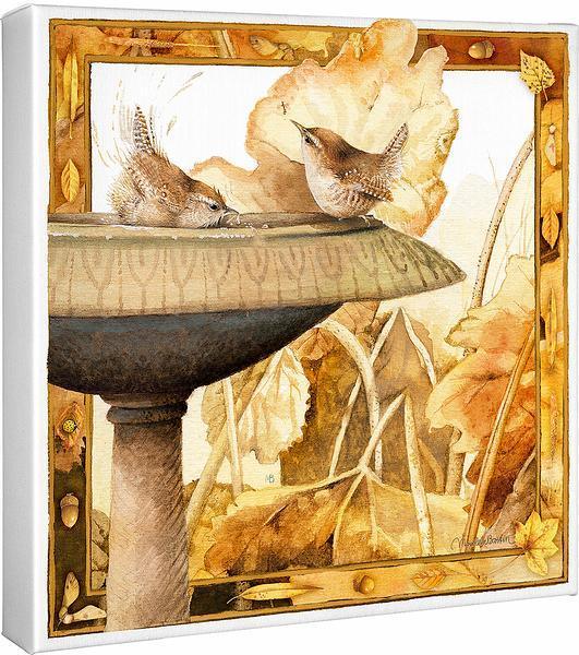 Autumn Bath—Wrens Gallery Wrapped Canvas - Wild Wings
