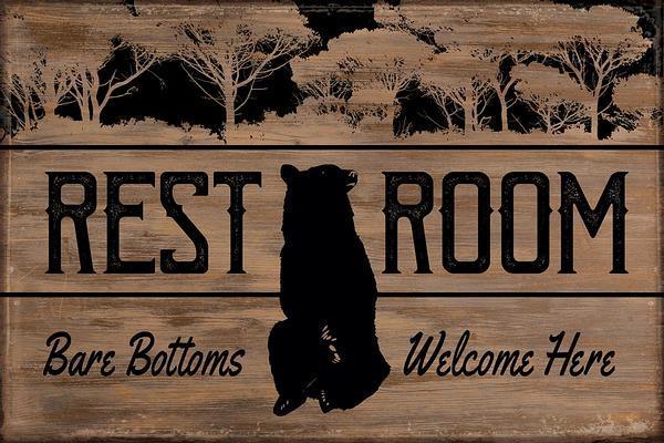 Rest RoomBear 12" x 18" Saw-Cut Wood Sign - Wild Wings