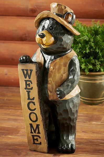 Bear Welcome Sign Sculpture - Wild Wings