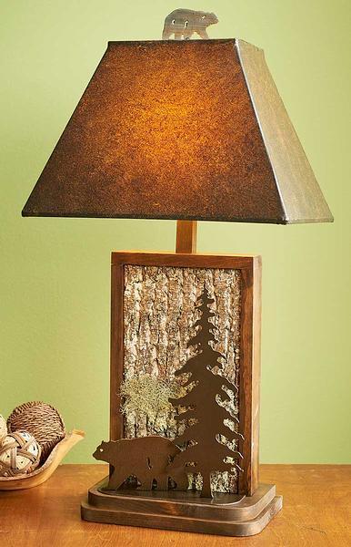 Bear & Tree Bark Table Lamp - Wild Wings