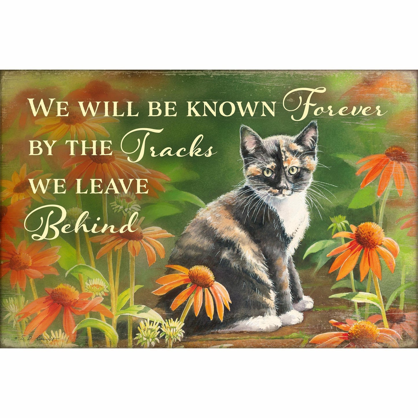 Betsy & Coneflowers—Tracks We Leave 12" x 18" Wood Sign - Wild Wings