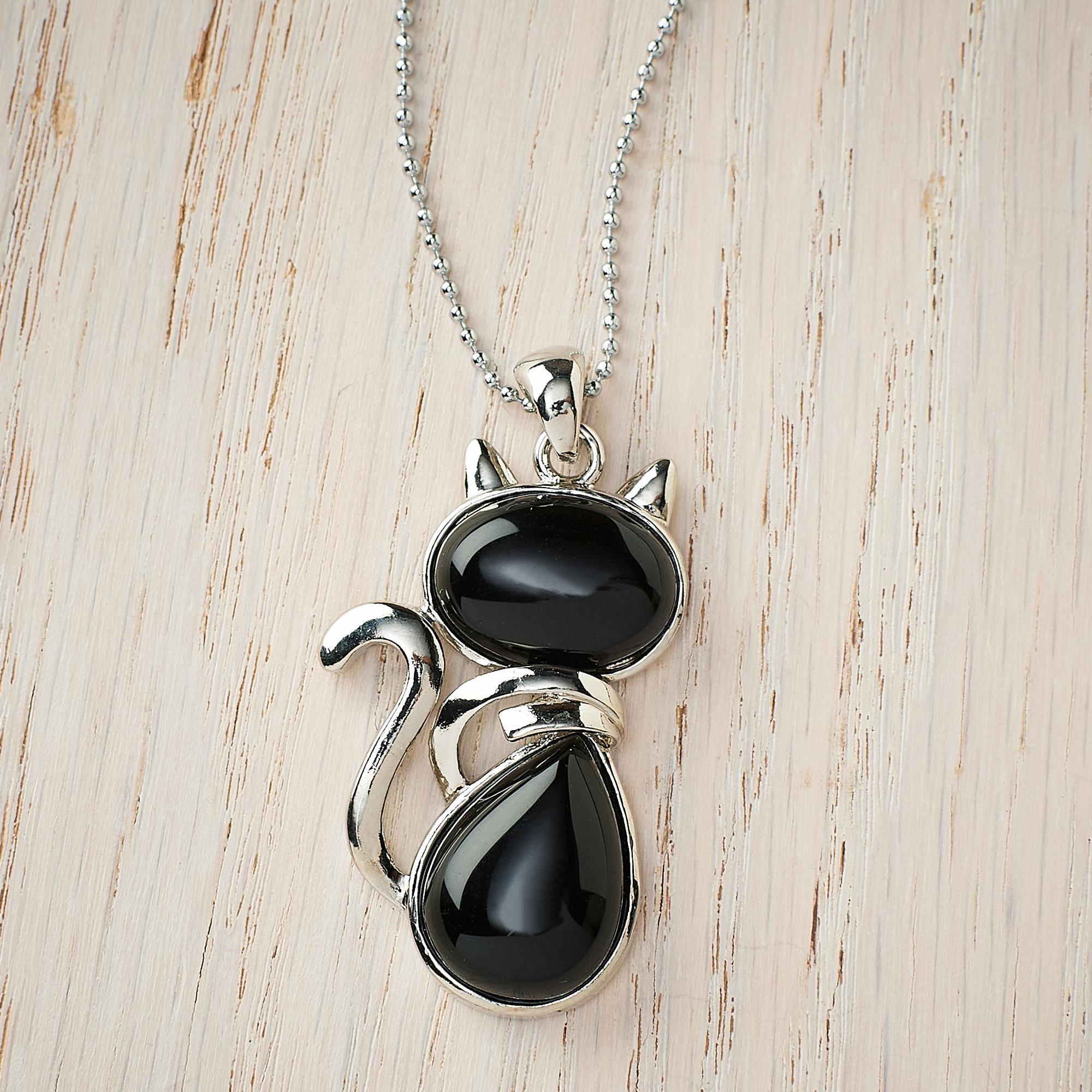 Gem of a Cat Black Onyx Necklace - Wild Wings