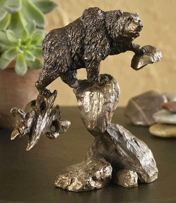 Bear on Rock Bronze Sculpture - Wild Wings