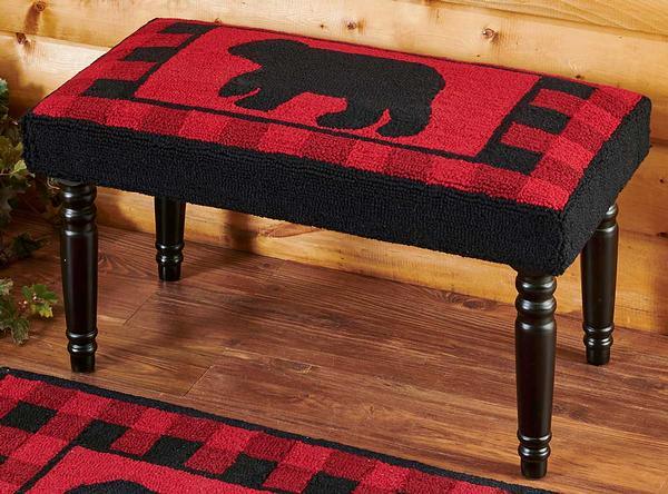 Red Plaid Bear Bench - Wild Wings