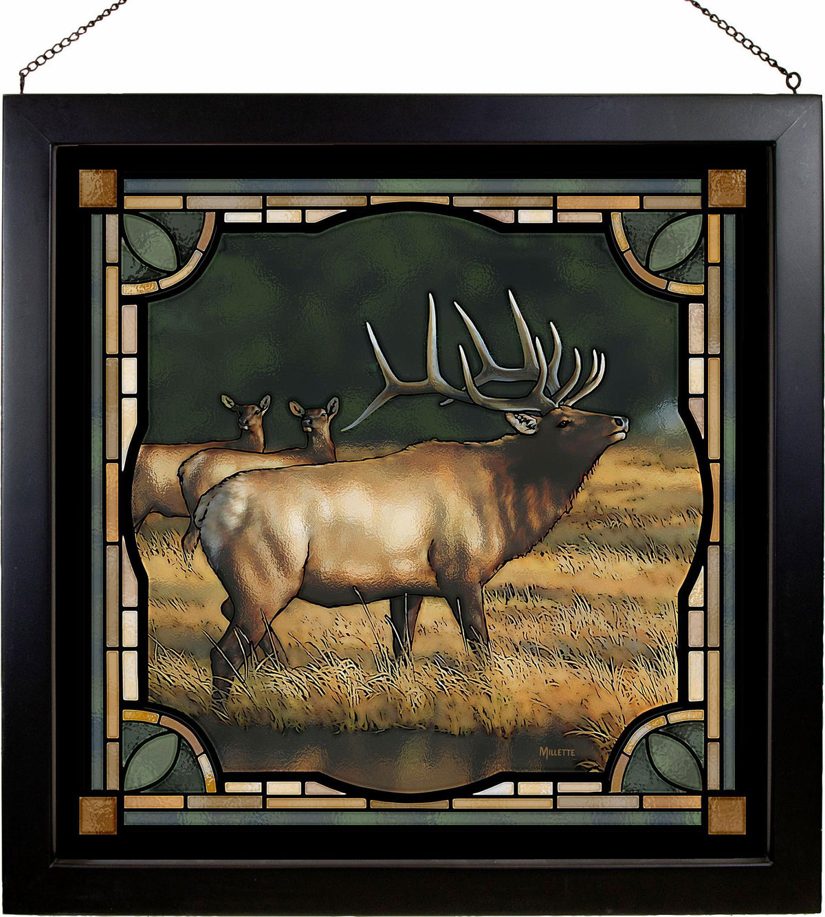 Bull Elk Stained Glass Art - Wild Wings