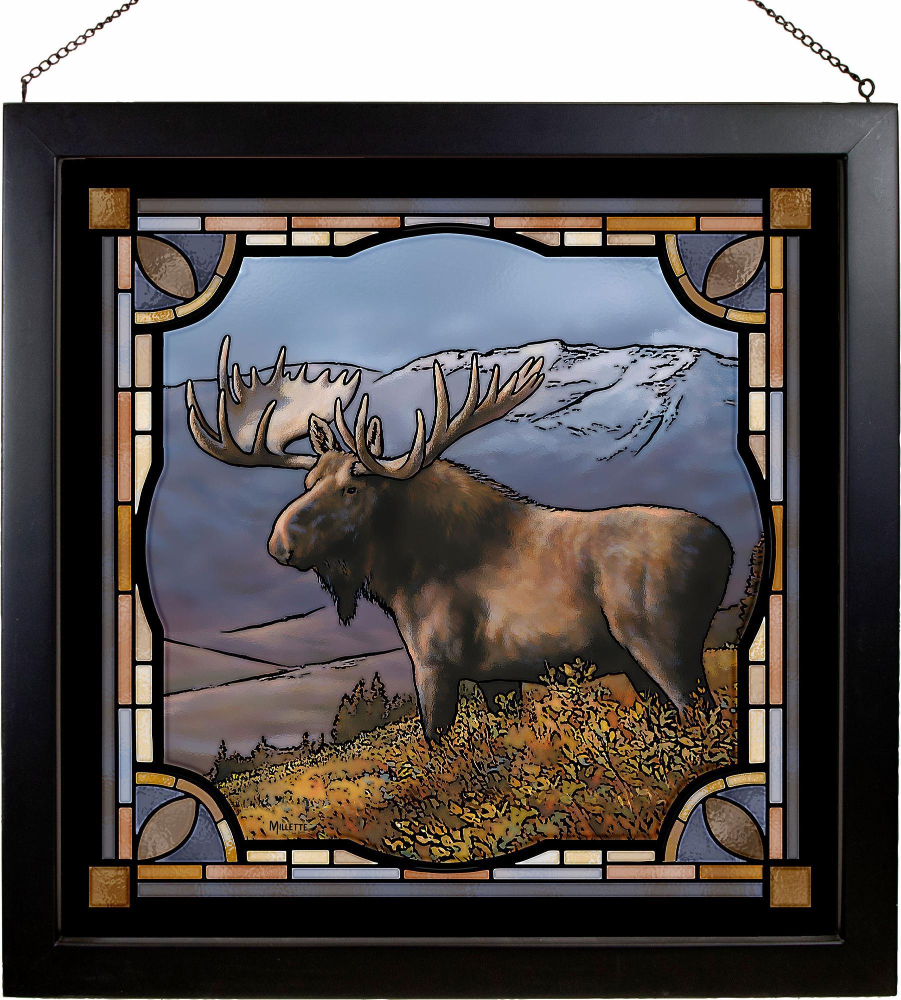 Bull Moose Stained Glass Art - Wild Wings