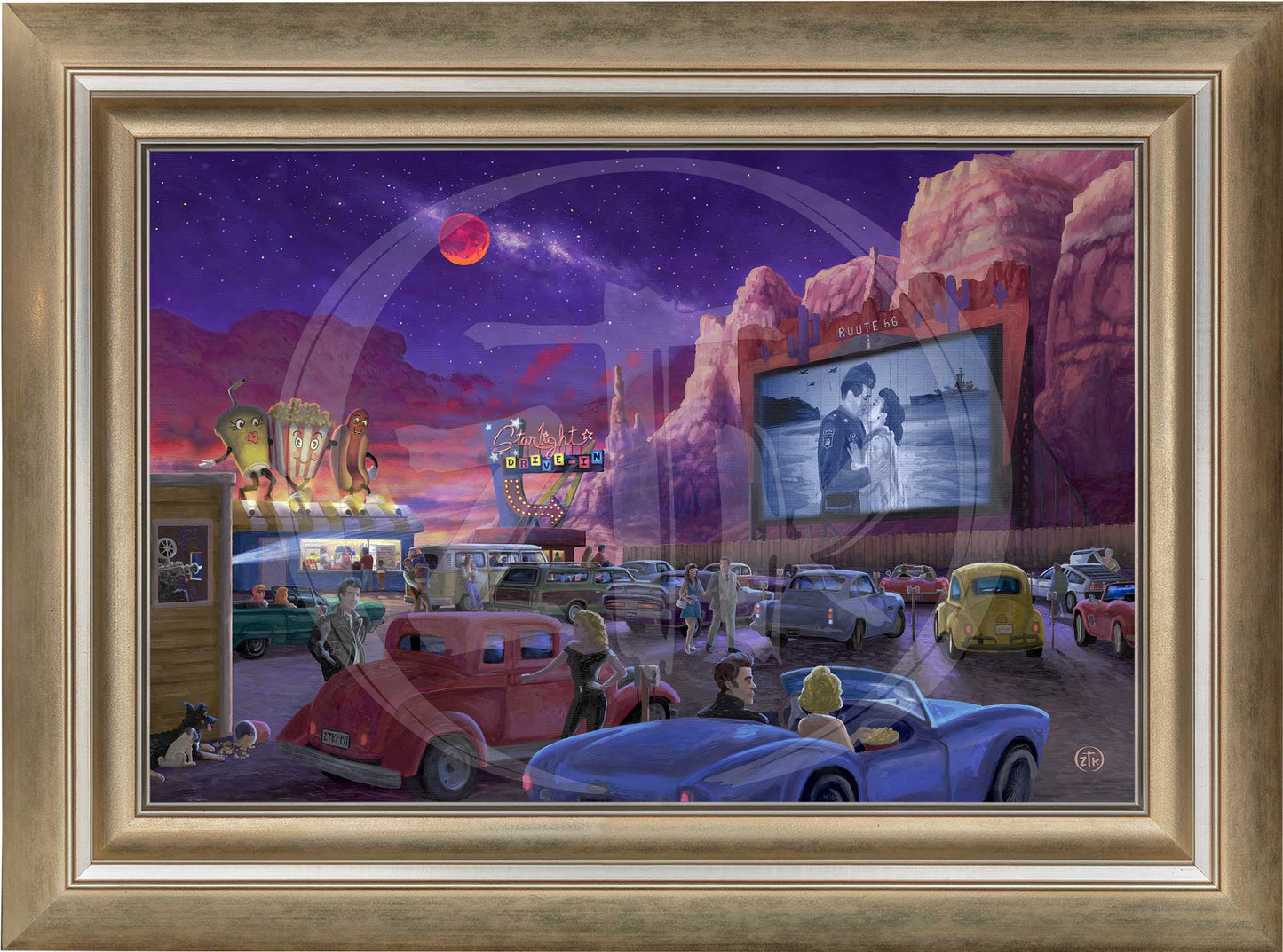 Movie Night on Route 66 (Romance at the Drive-in) - Limited Edition Canvas