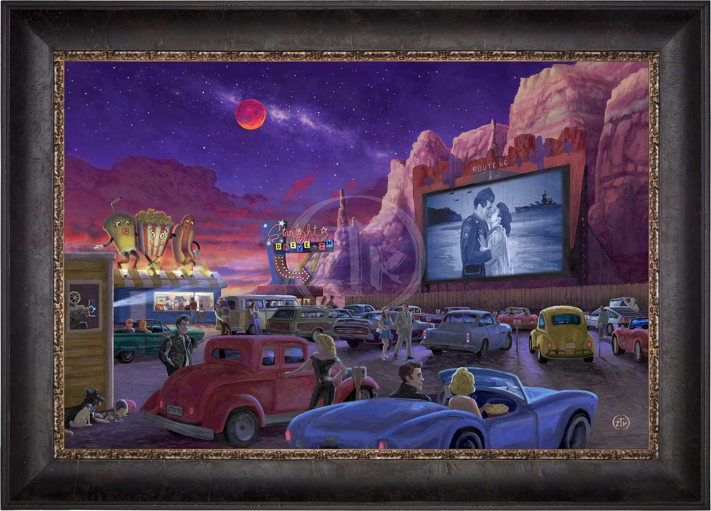 Movie Night on Route 66 (Romance at the Drive-in) - Limited Edition Canvas