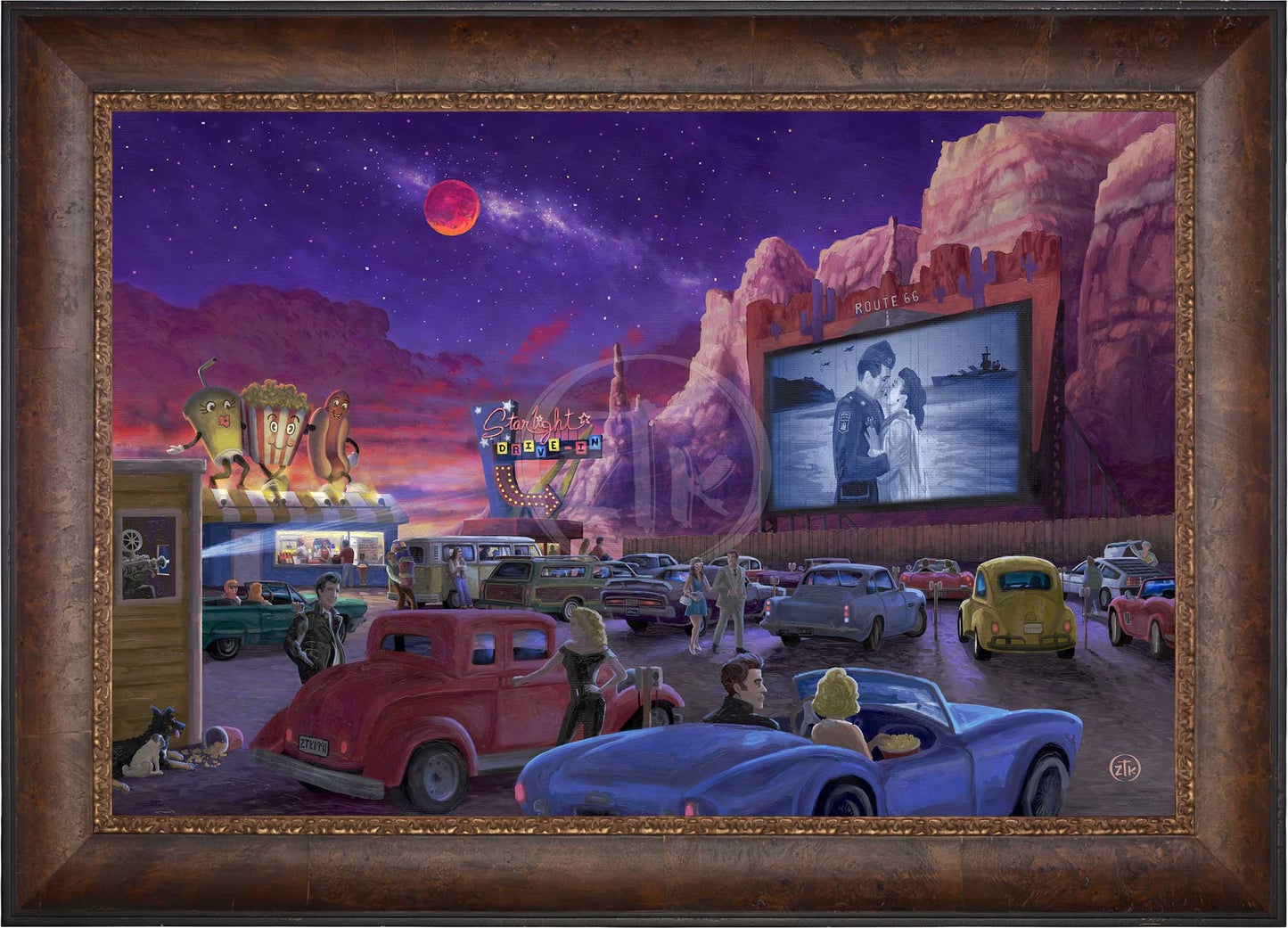 Movie Night on Route 66 (Romance at the Drive-in) - Limited Edition Canvas