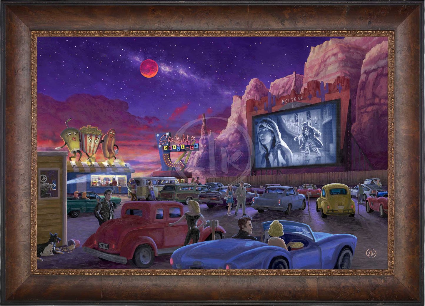 Movie Night on Route 66 (Screams at the Drive-in) - Limited Edition Canvas