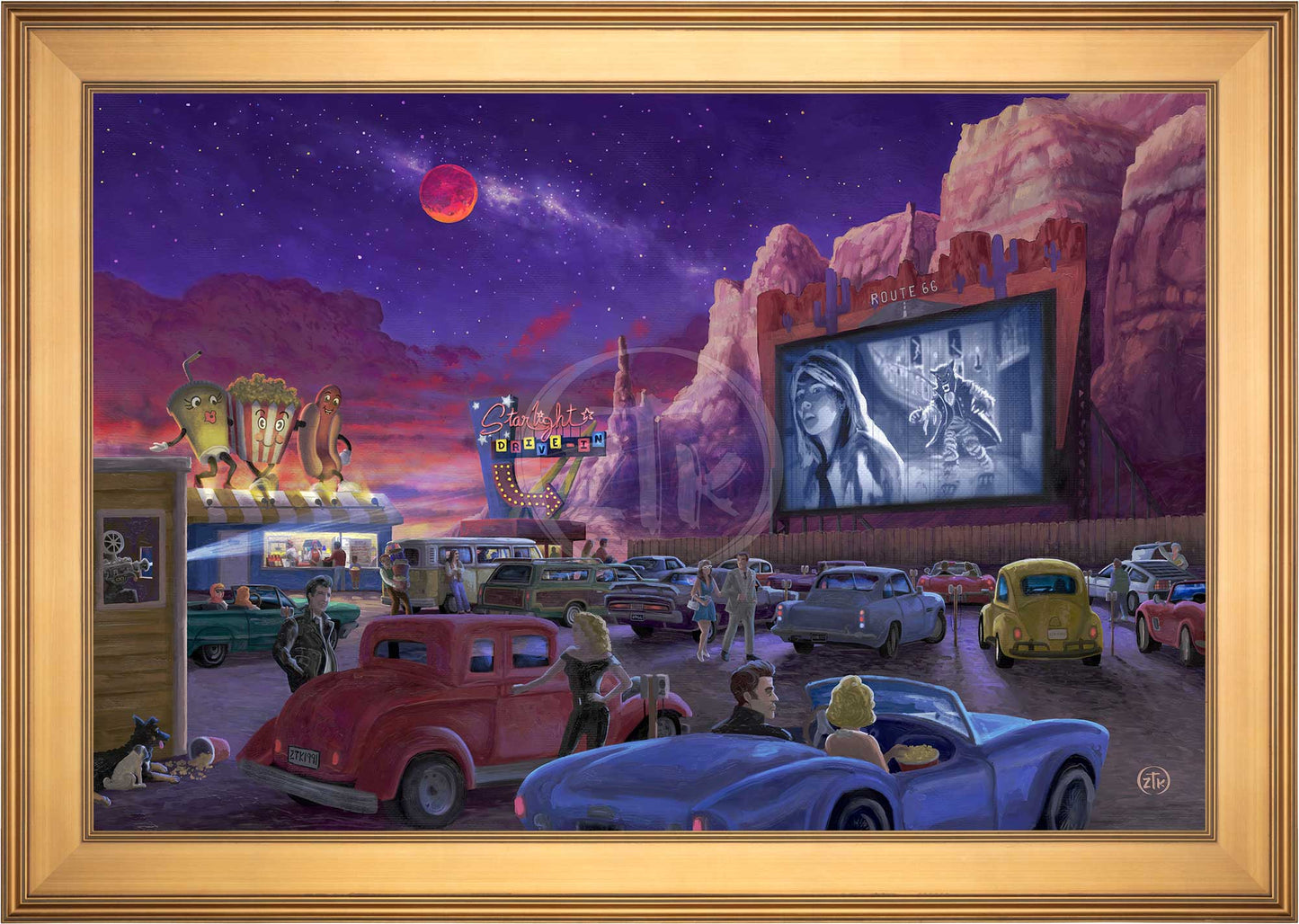 Movie Night on Route 66 (Screams at the Drive-in) - Limited Edition Canvas