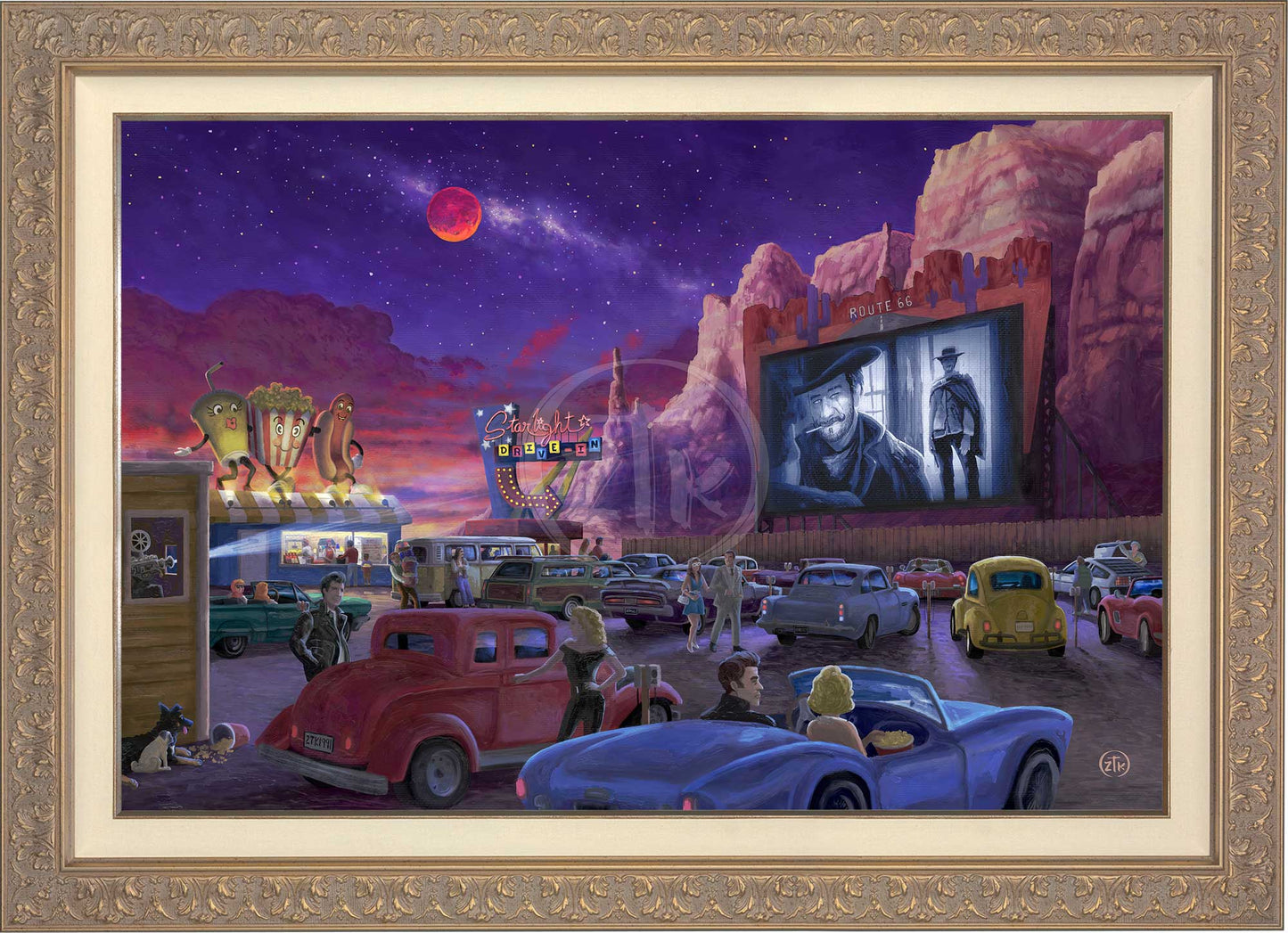 Movie Night on Route 66 (Western at the Drive-in) - Limited Edition Canvas