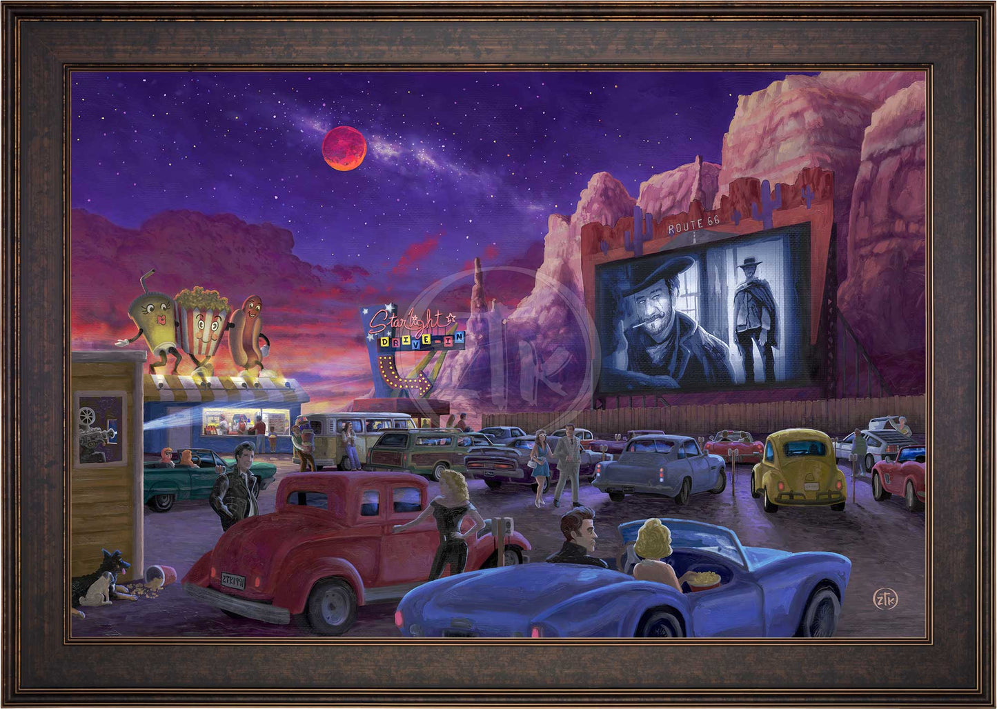 Movie Night on Route 66 (Western at the Drive-in) - Limited Edition Canvas