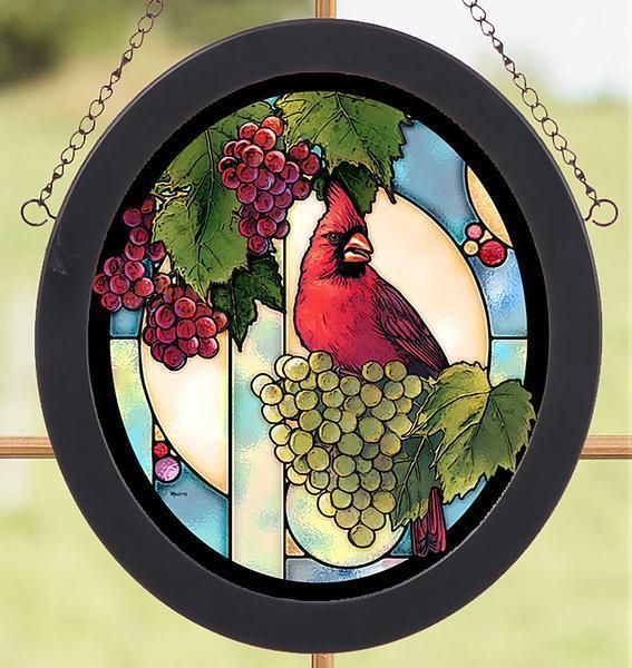 Cardinal Grape Vine Stained Glass Art - Wild Wings